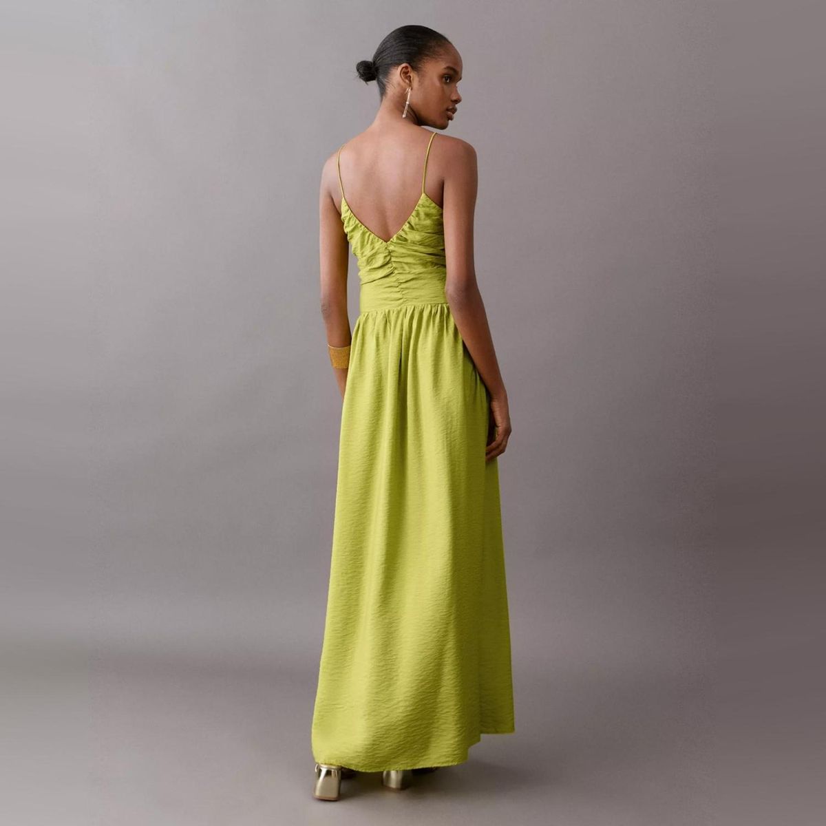 MANGO TEEN - Vestido Largo Drapeado Mujer Mango Teen