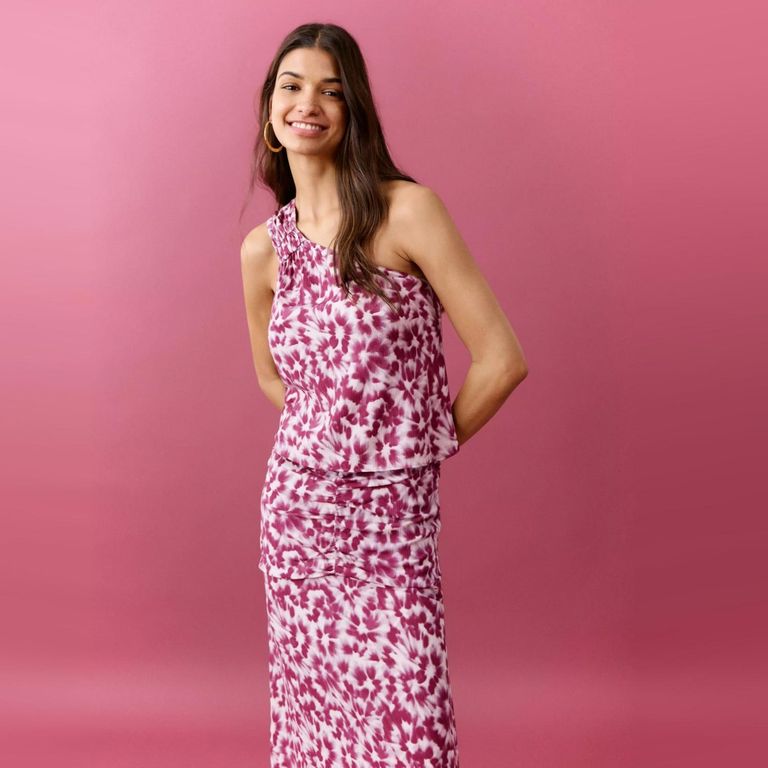 Top Asimétrico Estampado Mujer