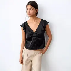 MANGO TEEN - Top Satinado Volantes Mujer