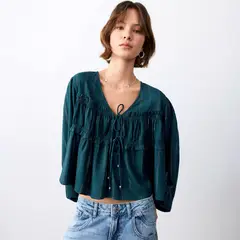MANGO TEEN - Blusa Lúrex Lazos Mujer