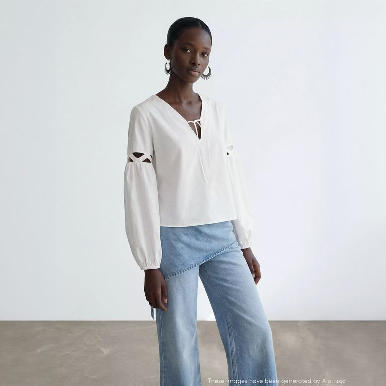 Blusa Algodón Lazo Mujer