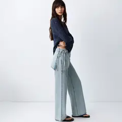 MANGO TEEN - Jean Wide Leg Pañuelo Extraíble Mujer
