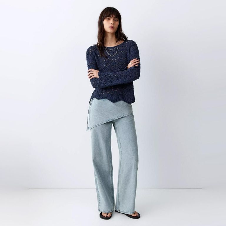 Jean Wide Leg Pañuelo Extraíble Mujer