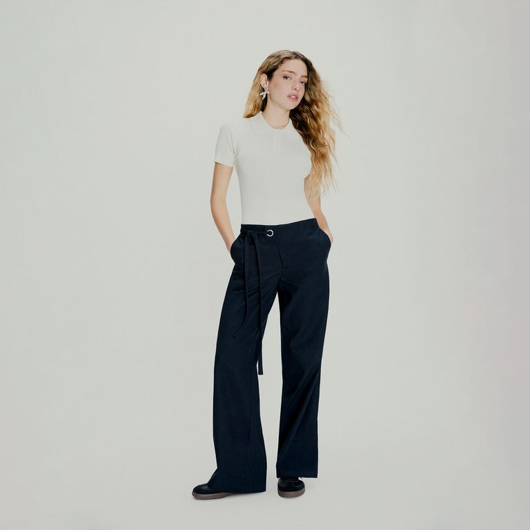 Pantalón Recto Lazo Mujer