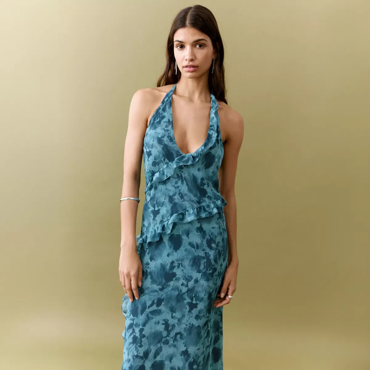 MANGO TEEN - Vestido Estampado Volantes Mujer Mango Teen