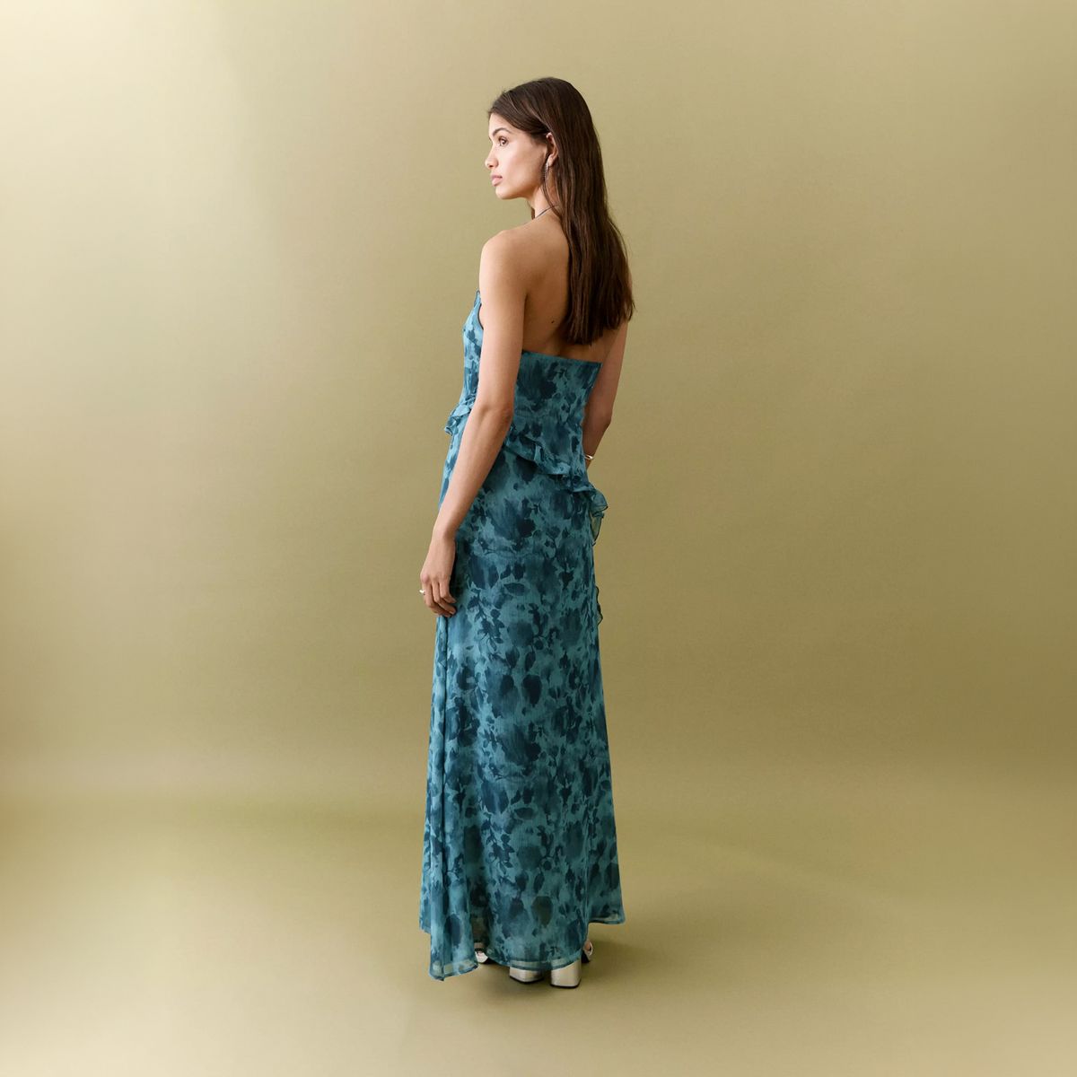 MANGO TEEN - Vestido Estampado Volantes Mujer Mango Teen