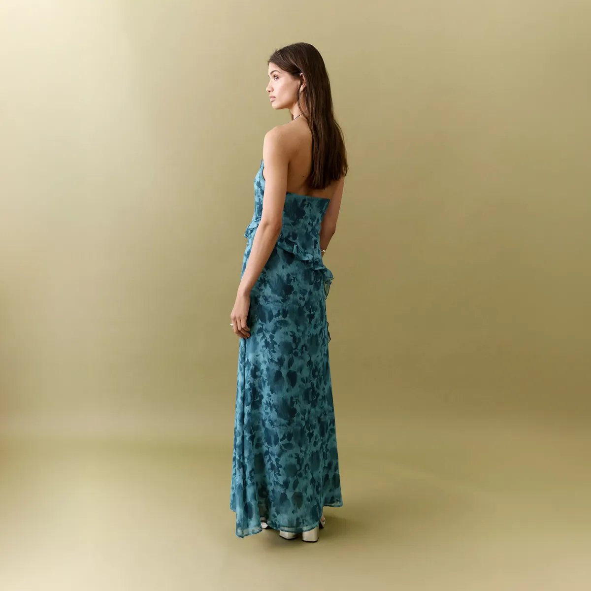 MANGO TEEN - Vestido Estampado Volantes Mujer Mango Teen