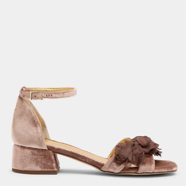Sandalia Formal Mujer Rosado Velvet Flor