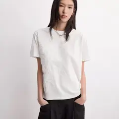 MANGO - Polera Algodón Bordado Floral Mujer