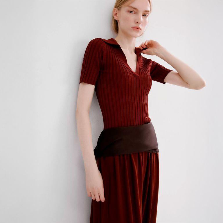 Sweater Punto Cuello Pico Mujer