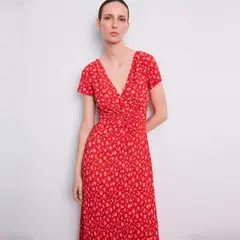 MANGO - Vestido Midi Estampado Mujer