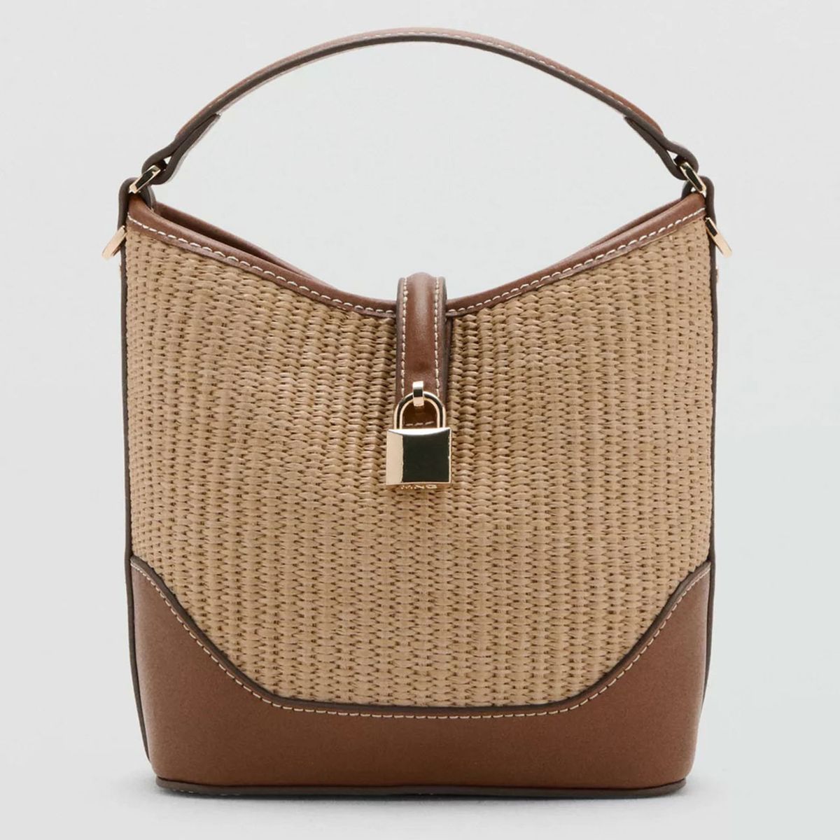 MANGO - Bolso Bucket Canvas Contraste Mujer Mango