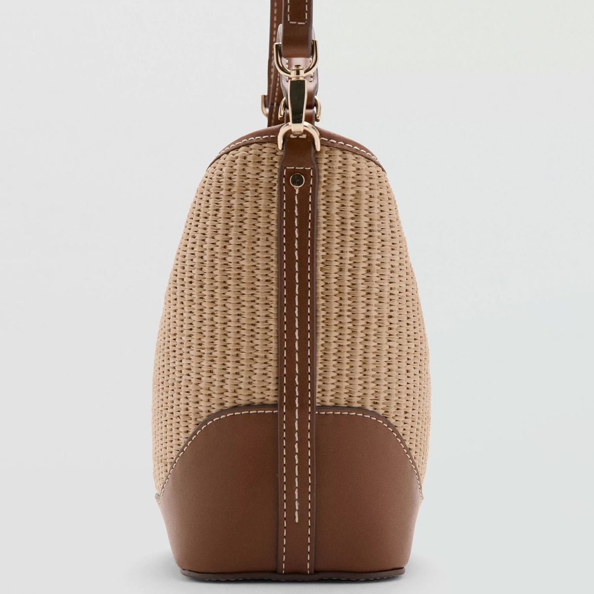 MANGO - Bolso Bucket Canvas Contraste Mujer Mango