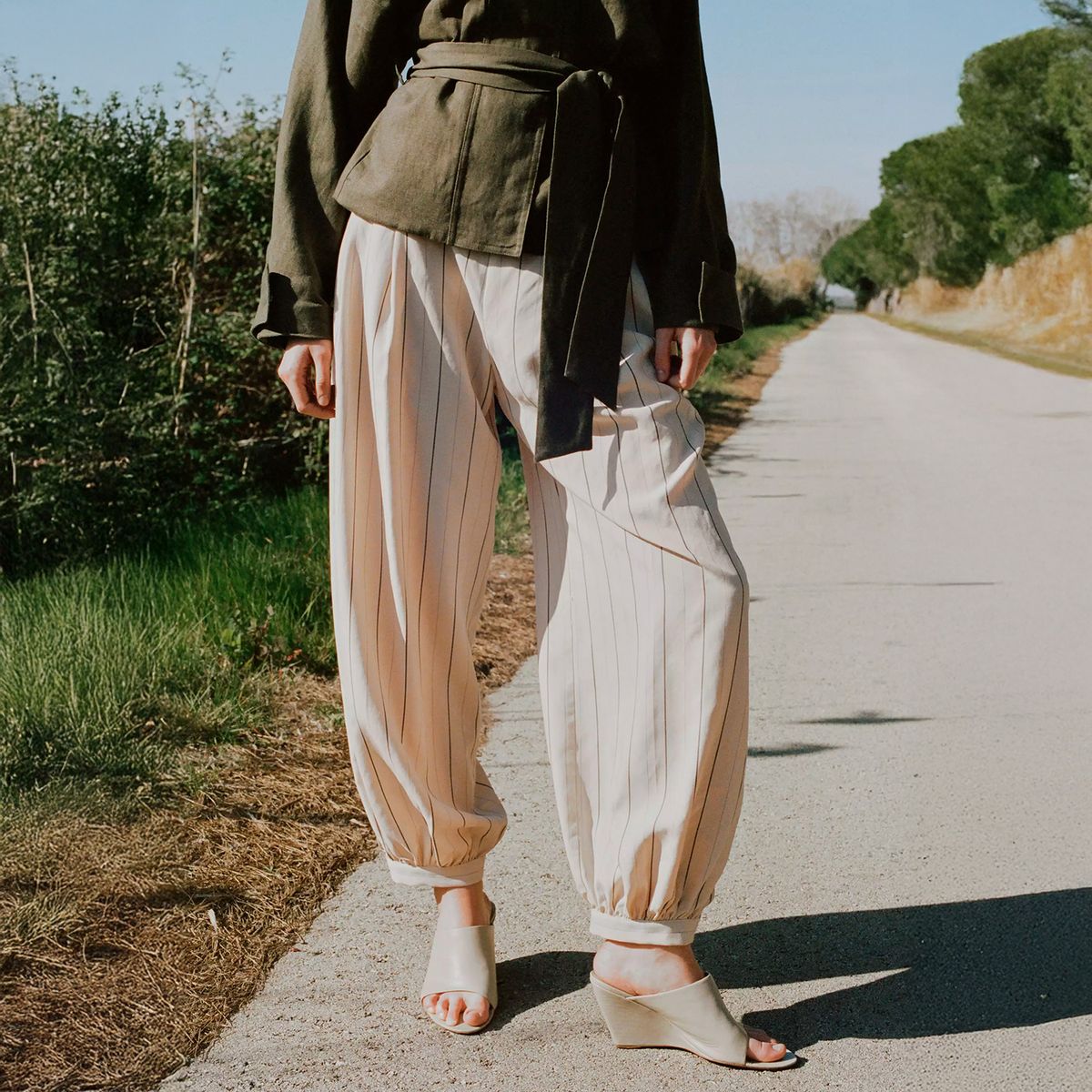 MANGO - Pantalón Lyocell Balloon Rayas Mujer Mango