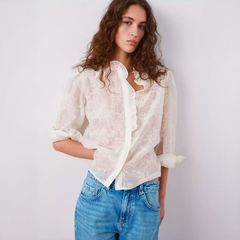 Blusa Lyocell Bordado Floral Mujer