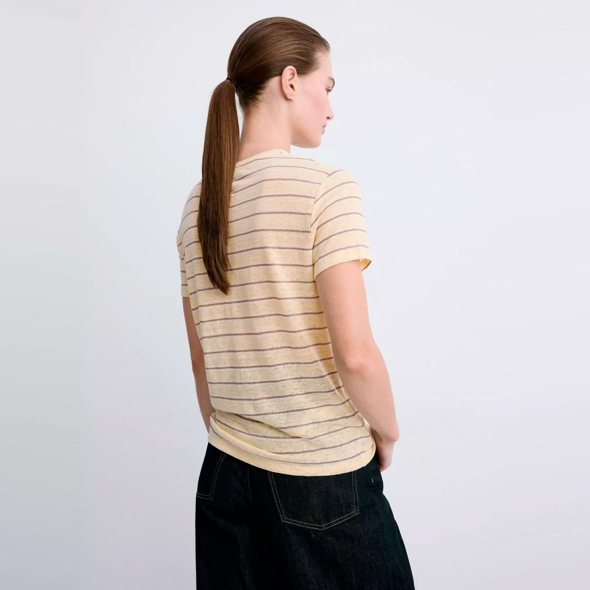 MANGO - Polera Lino Manga Corta Mujer Mango