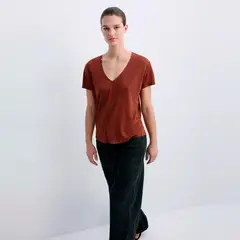 MANGO - Polera Crop Lino Mujer