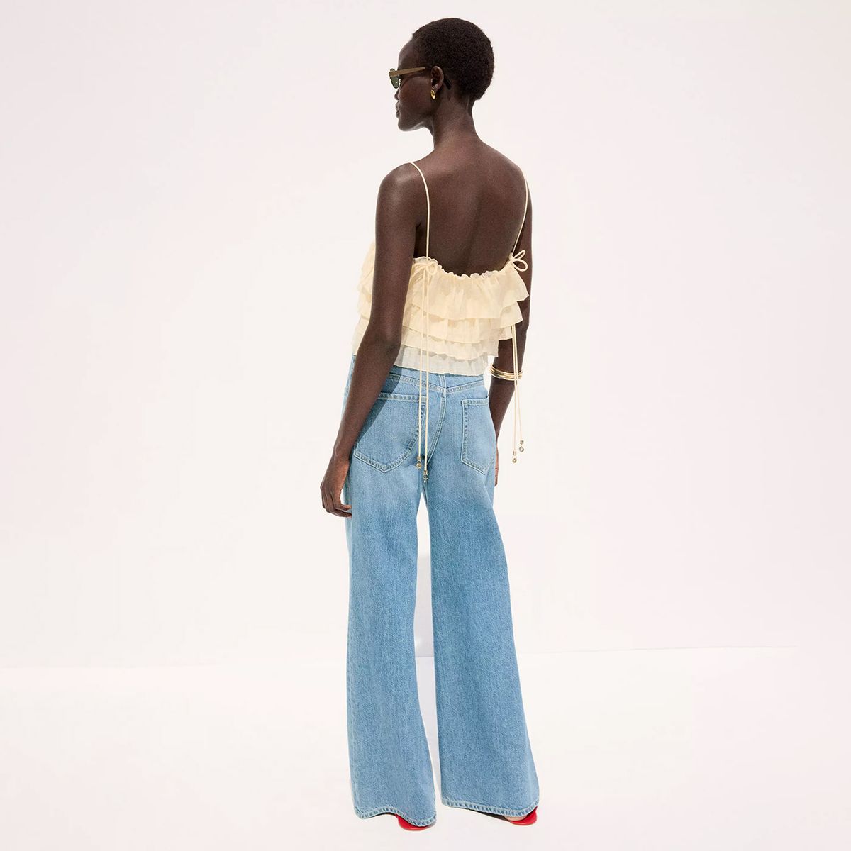 MANGO - Jeans Flare Tiro Medio Mujer Mango
