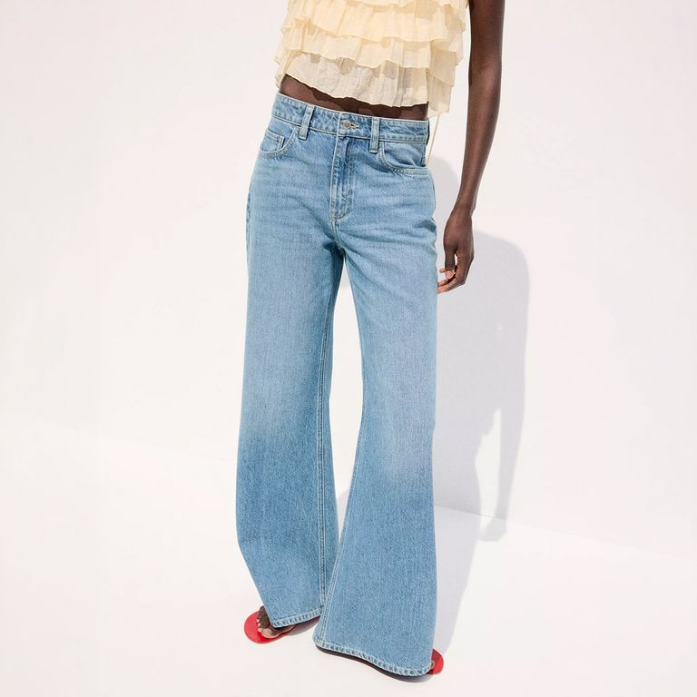 Jeans Flare Tiro Medio Mujer