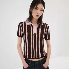 MANGO - Sweater Punto Cuello Polo Mujer