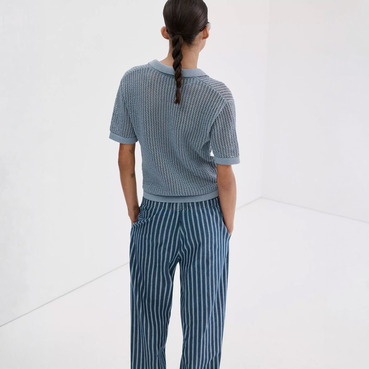 MANGO - Sweater Punto Calado Cuello Polo Mujer Mango