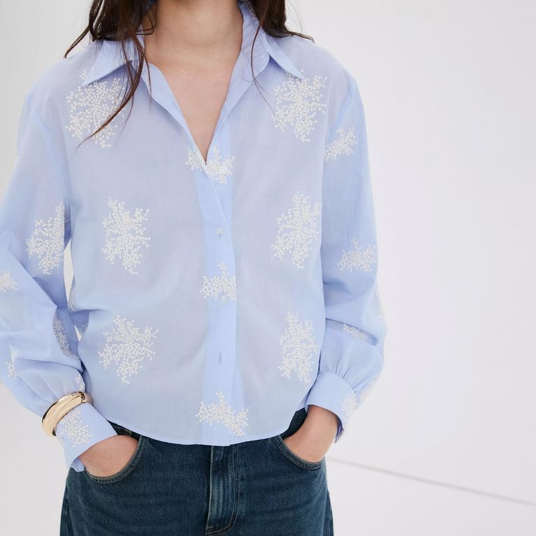 Camisa Bordado Floral Mujer