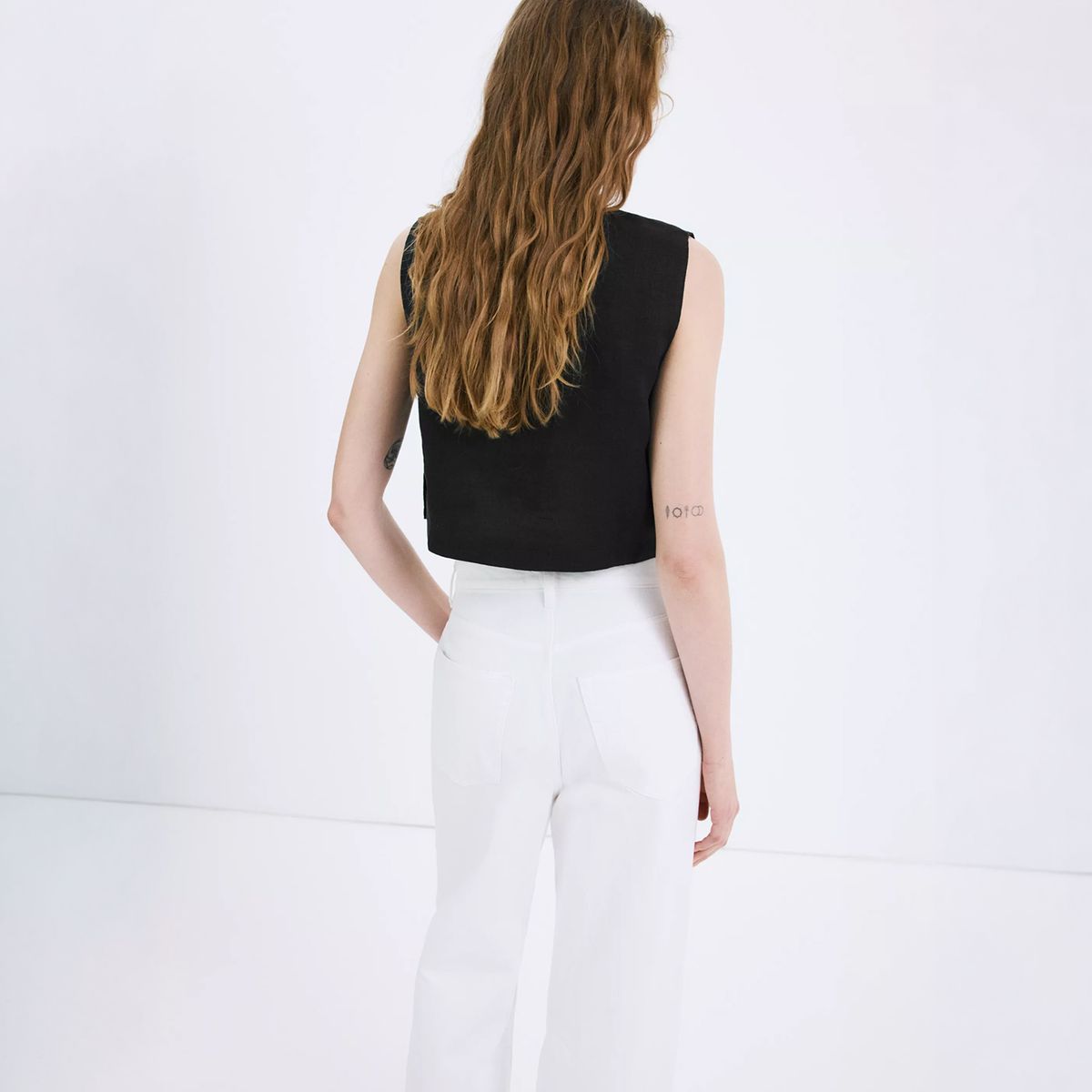 MANGO - Top Crop 100% Lino Mujer Mango