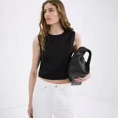 MANGO - Top Crop 100% Lino Mujer