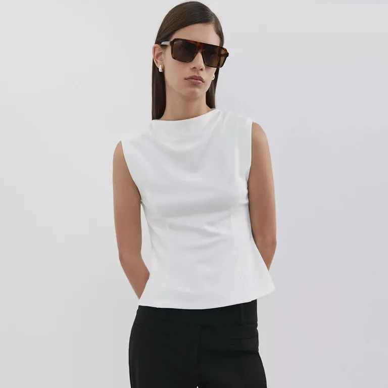 Polera Peplum Hombreras Mujer