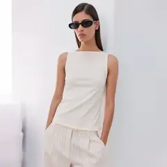 MANGO - Top Entallado Algodón Mujer