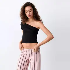 MANGO TEEN - Top Palabra De Honor Asimétrico Mujer Mango
