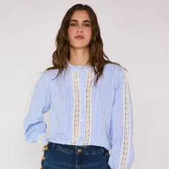 MAISON 123 - Blusa Detalle Bordado 100% Algodón Mujer 123