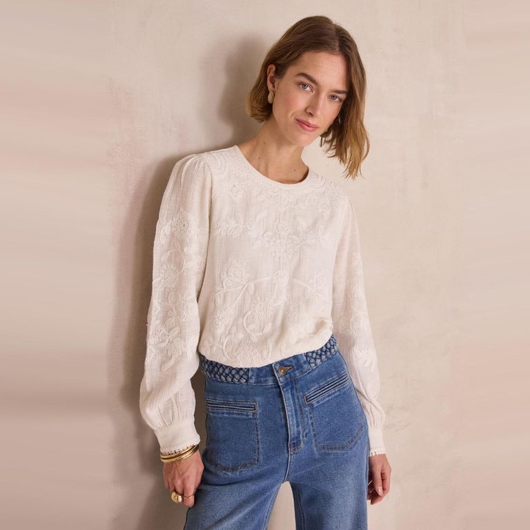 Blusa Bordados 100% Algodón Mujer