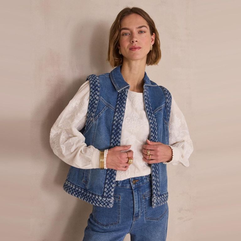 Chaqueta Sin Mangas Denim Mujer