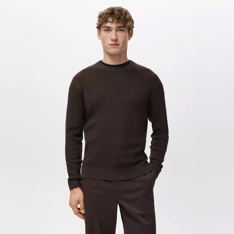 Sweater Algodón Punto Fino Canalé Hombre