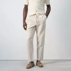 MANGO MAN - Pantalón Lino Algodón Slim Fit Cropped Hombre