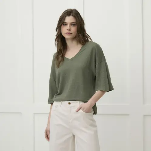 DIXIE - Polera Lino Mujer