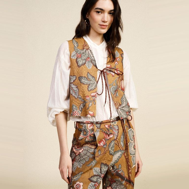 Vest Estampado Lino Mujer