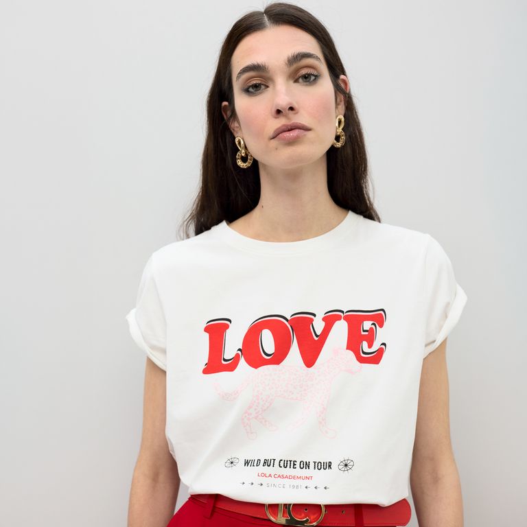 Polera Estampada Love 100% Algodón Mujer