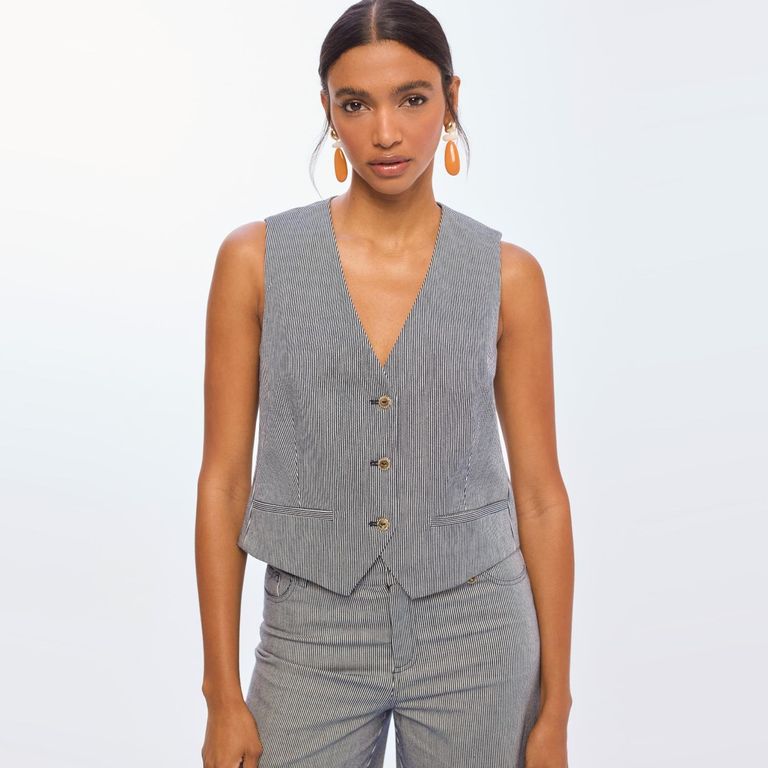 Vest Rayas Algodón Mujer