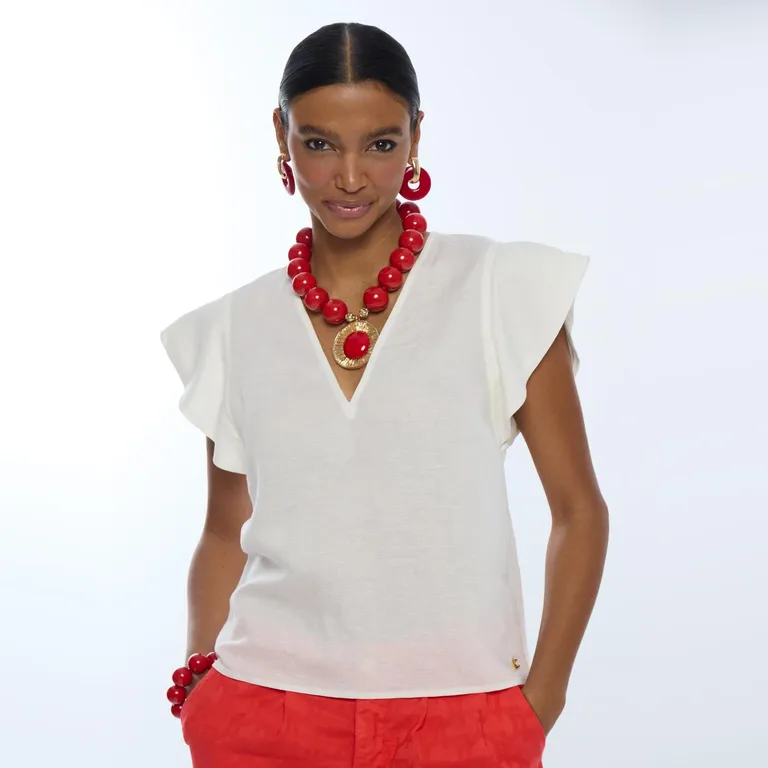 Blusa Manga Corta Lino Mujer
