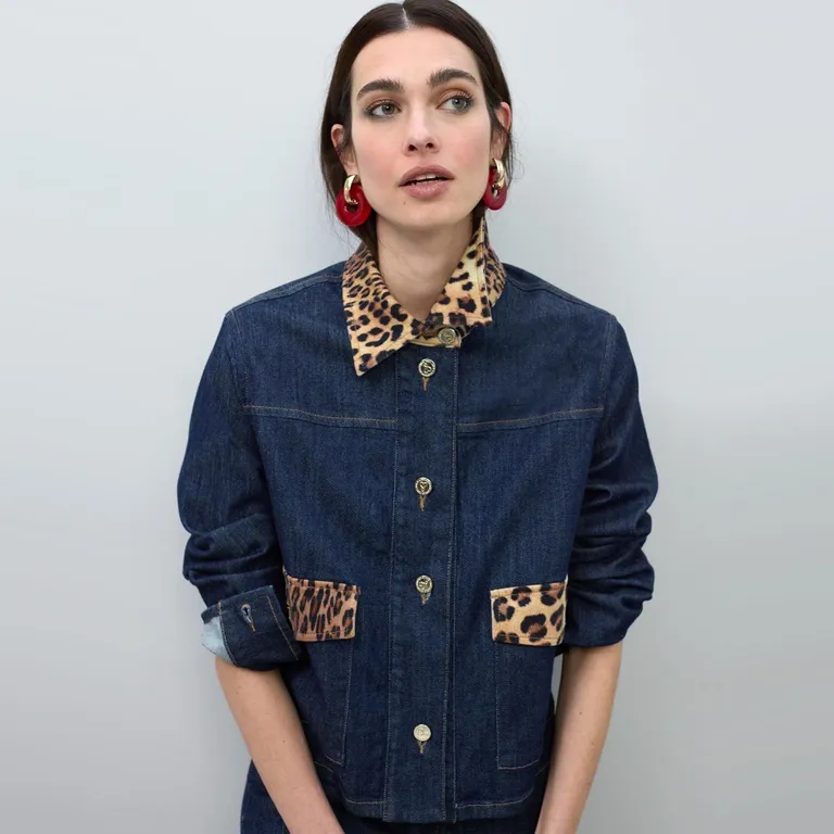 Chaqueta Detalles Animal Print Mujer