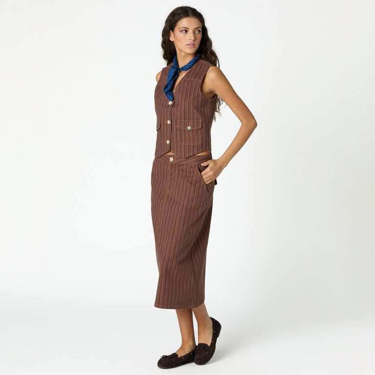 Vest Denim Rayas 100% Algodón Mujer