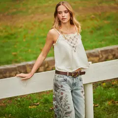 NICOLI - Top Encaje Flor Mujer