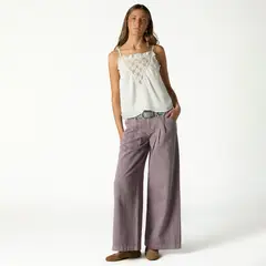 NICOLI - Pantalón Wide Leg 100% Algodón Mujer