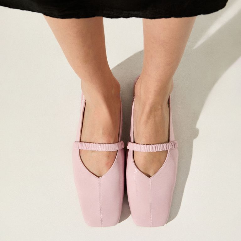 Ballerina Mujer Cuero Rosado