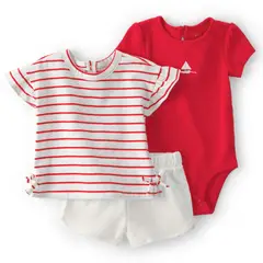 CARTER'S - Conjunto 3 Piezas Polera, Body y Short Bebé Niña Carter´s