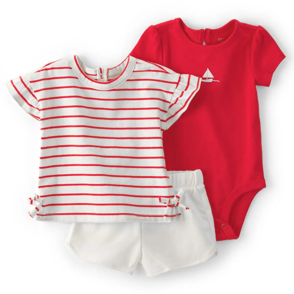 CARTER'S - Conjunto 3 Piezas Polera, Body y Short Bebé Niña Carter´s
