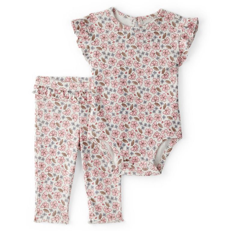 Conjunto 2 Piezas Body y Calza Bebé Niña