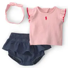 CARTER'S - Conjunto 3 Piezas Polera, Cintillo y Short Bebé Niña Carter´s